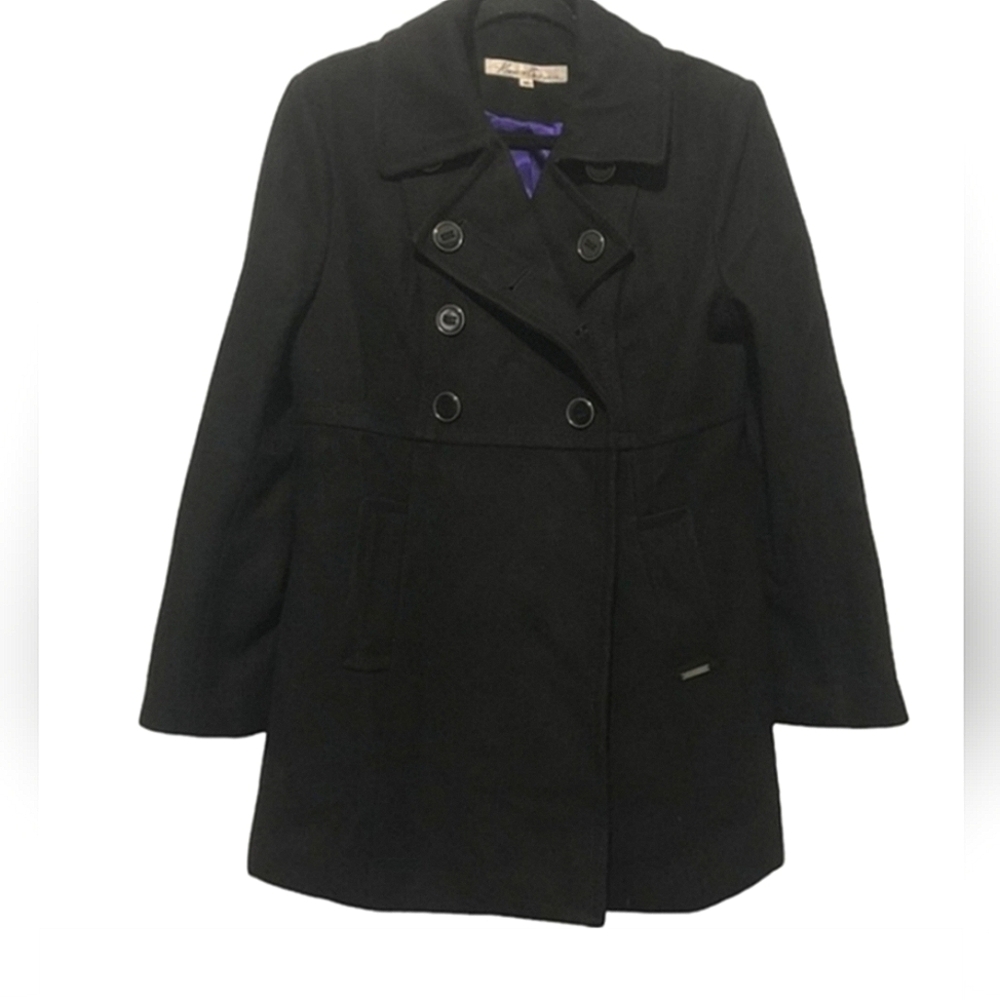 Vintage Black Peacoat Wool Blend Women's Size 10